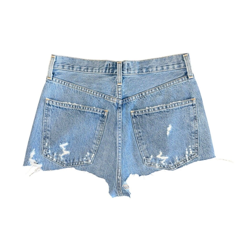 AGOLDE 90’s Jean High Rise Button Fly Denim Cut Offs Shorts Distressed Size 25 - Picture 2 of 11